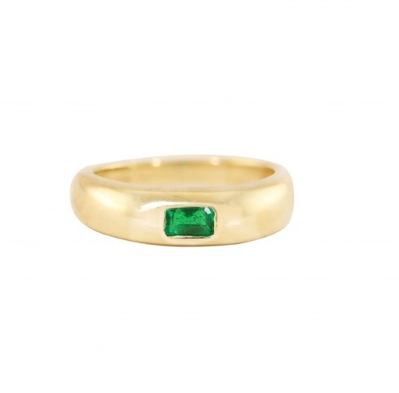 Type de bijoux Anneaux Vintage 18K plaqué en or émeraude baguette dôme Anneaux de pierre précieuse pour femmes