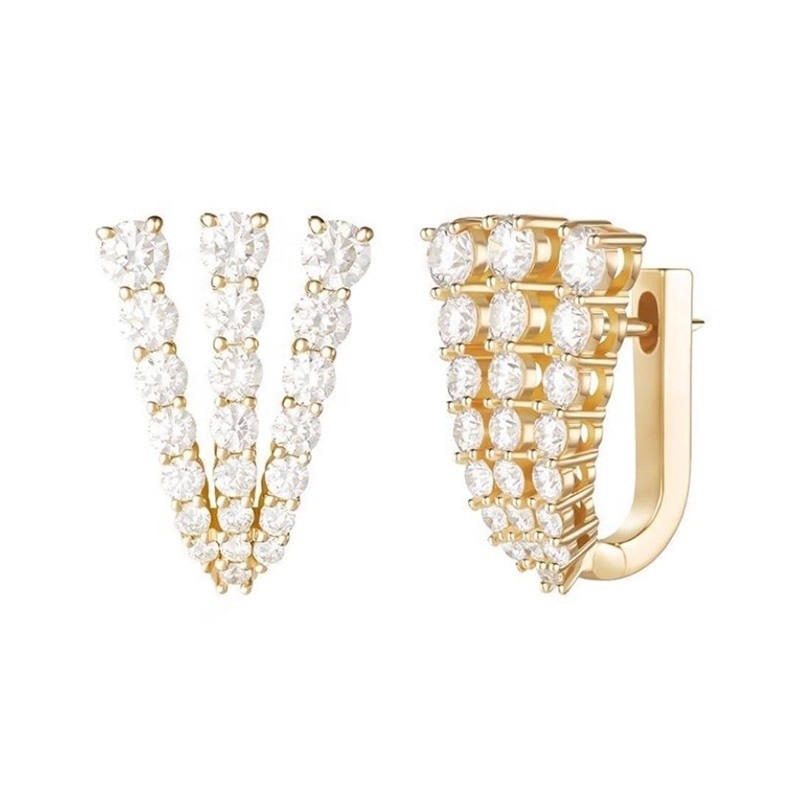 18K or plaqué 925 Sterling Silver Pave CZ Boucles d'oreilles pour femmes