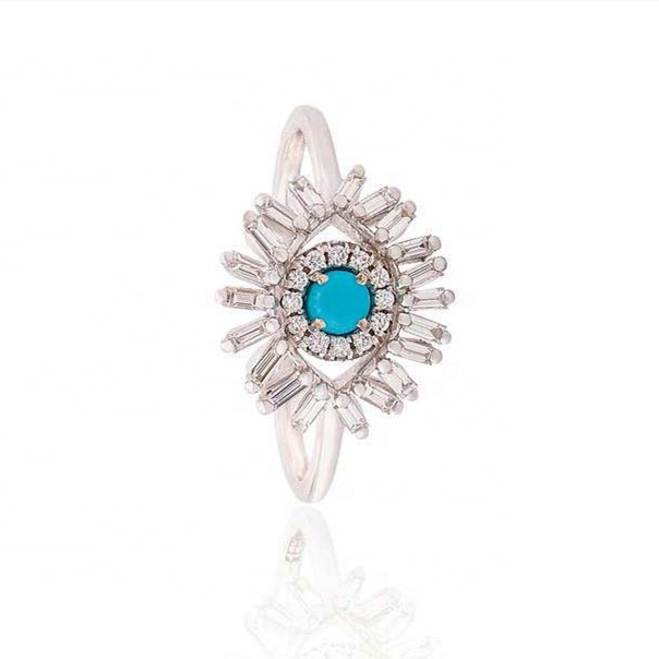 925 Sterling Silver Turquoise Evil Eye Eternity Band Ringe pour bijoux faits à la main