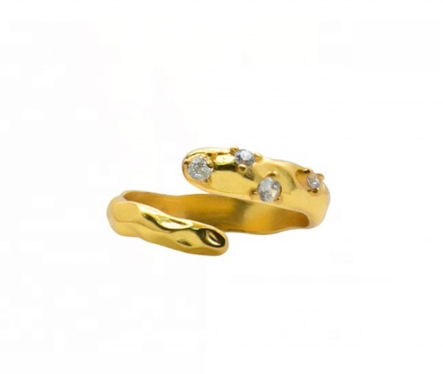 Taille 4-10 CZ Anneau en pierre 18K Or Serpent ouvert 925 Sterling Anneaux d'animaux en argent