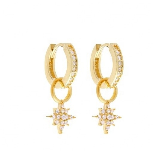 925 Sterling Silver Mini Starburst Pave CZ Boucles d'oreilles avec expédition rapide et sûre