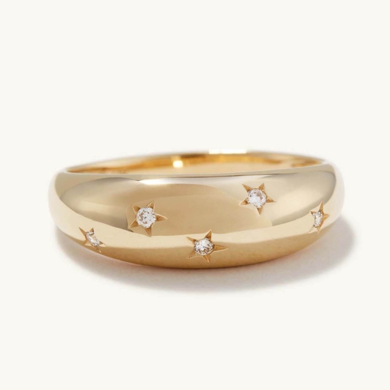 Anneaux de bande d'éternité Brésilien 18K or bijoux étoile 925 Sterling argent dôme bague pour femmes