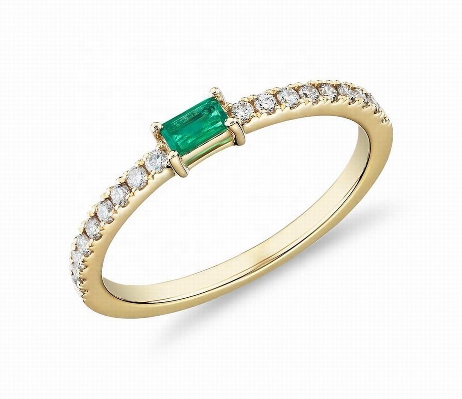 Joaillerie fine Anneau en argent sterling 925 avec pierres vertes ou blanches et plaqué en or 18K