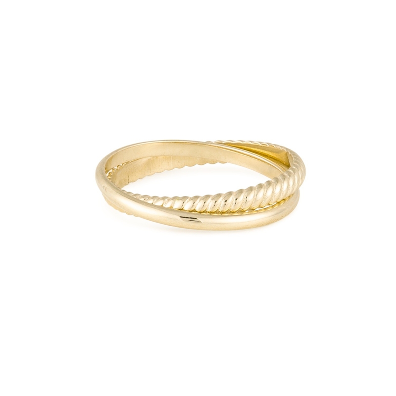 18K plaqué en or fait à la main ensemble bande plat 925 Sterling Silver Rings pour les femmes