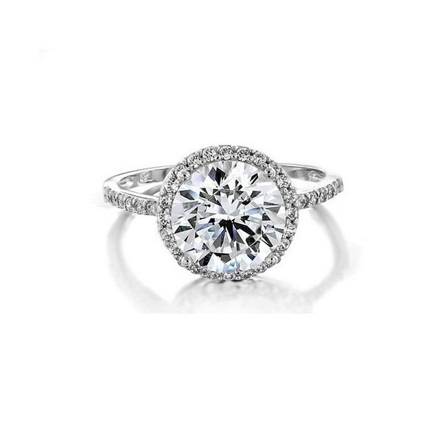 925 Sterling Silver 10mm Blanc CZ Solitaire Ringe de fiançailles avec pierre principale Taille 10mm