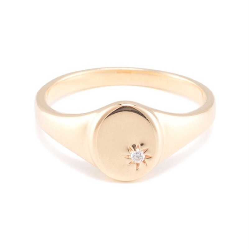 Anneau de signet en or de 18 carats Vermeil au tournesol avec un design minoritaire en argent sterling 925