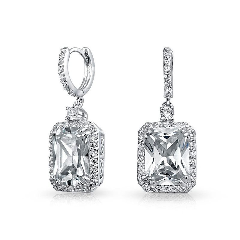 925 argent sterling Matériau de type Top Vente Blanc or Plated pendule Boucles d'oreilles de mariée