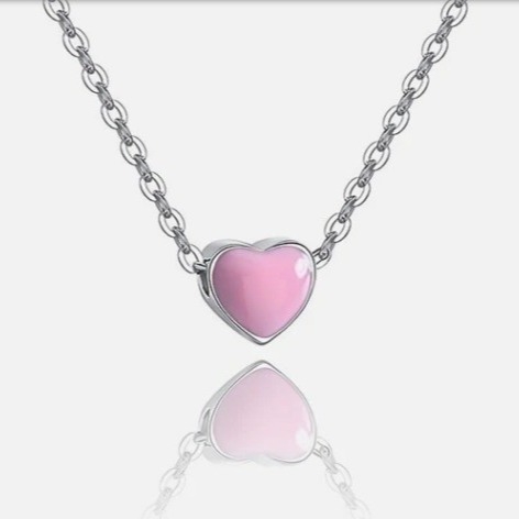 Petit cœur rose plaqué au rhodium Pendants en argent 925 sterling pour femme
