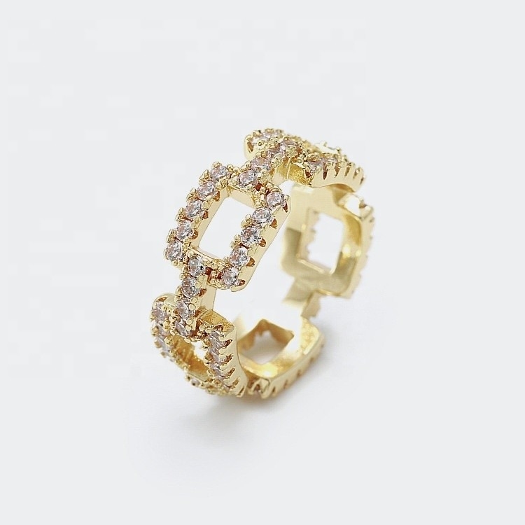 Anneaux de chaîne personnalisés Clair CZ Vrai argent sterling 925 bijoux pour femmes et hommes
