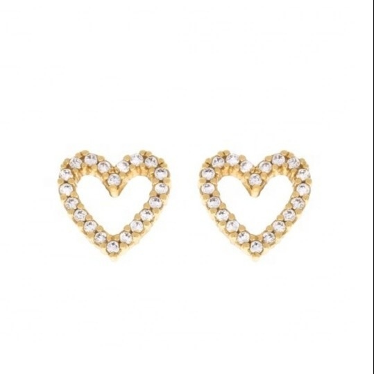 Brass/Copper/925 Sterling Silver Heart Stud Boucles d'oreilles avec une taille de cœur CZ 8 mm
