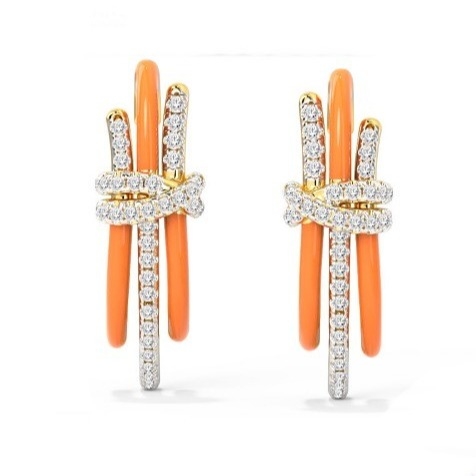 2024 Mode brésilienne Enigma Boucles d'oreilles en argent à l'époxy orange et blanc CZ bijoux accessoire