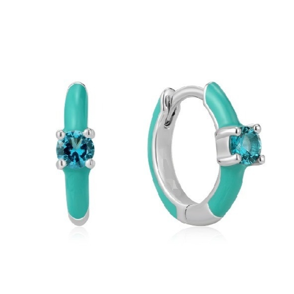 Neon Turquoise émail Micro Pave CZ Bonbons Coloriées Fille Femmes Boucles d'oreilles Eco-friendly Oui