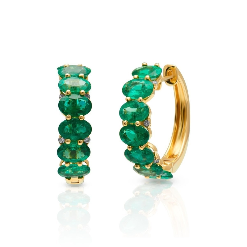 925 Sterling Silver Ovale Vert CZ Boucles d'oreilles en crochet pour femmes 18K Or Half Eternity Band