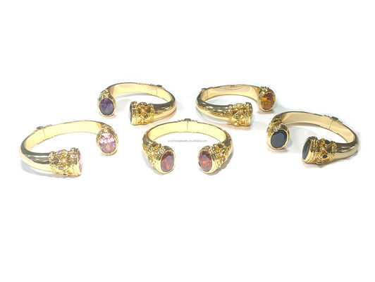 Le placement en laiton bracelet bracelets manchette bijoux pierres de grenat bijoux en argent Glitter CZ