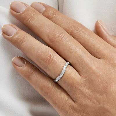 925 Sterling Silver White Gold Diamond CZ Wave Ring pour les dames bijoux de qualité OEM/ODM