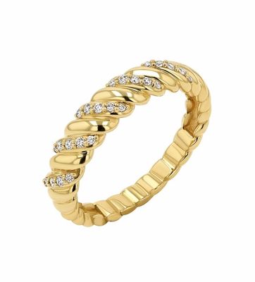 Twist classique 925 argent sterling bague pour femme bijoux plaqués avec de l'or 18K