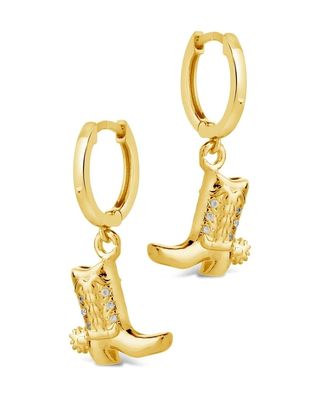 Bottes de cow-boy Micro délicat cuivre boucles d'oreilles de chute Blanc CZ pierre cuivre boucles d'oreilles Dangle