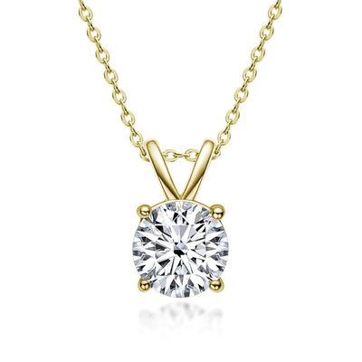 Collier en argent sterling 925 pour filles 18K or jaune découpé en solitaire cadeau en pierre
