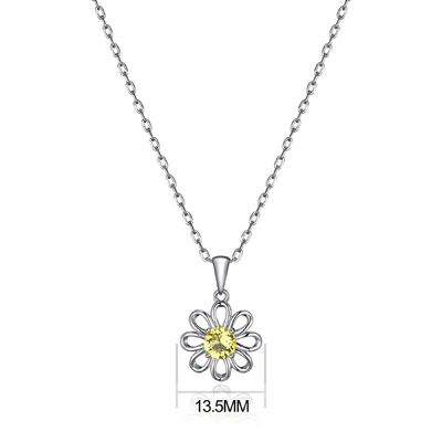 Collier de tournesol en argent sterling 925 avec chaîne de bijoux design jaune cube zircon