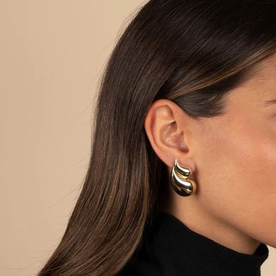 2024 Double Teardrop Fashion Boucles d'oreilles en or 18K et acceptation du logo personnalisé