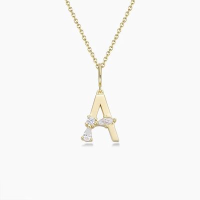 Pendices à lettres en argent CZ 925 en argent sterling en 18K plaqué en or pour bijoux de mode