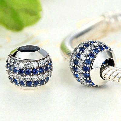 Mode Blanc et Bleu CZ 925 Argent Sterling Jeux de fabrication d'accessoires