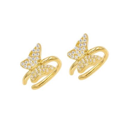 Boucle d'oreille de papillon en or 18K avec Micron Pave Blanc CZ bijoux de mode pour femmes