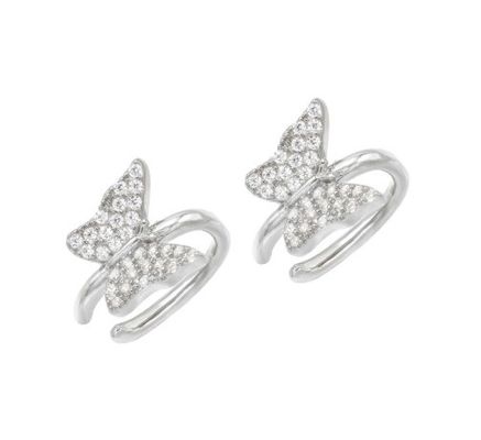 Boucle d'oreille de papillon en or 18K avec Micron Pave Blanc CZ bijoux de mode pour femmes