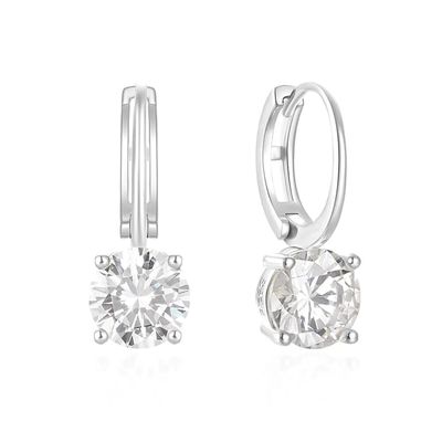 925 Sterling Silver arrivé 18K plaqué en or Solitaire Blanc Cube Zircon Huggies Boucles d'oreilles