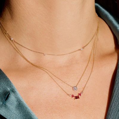Petit collier en forme de disque 18K plaqué en or CZ diamant pour filles dans le design de style classique