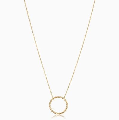 Collier en or 14K plaqué 925 Sterling Silver Twist Collier avec chaîne de liens de 16 pouces de long