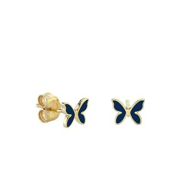 Petites boucles d'oreilles en argent sterling en forme de papillon en émail blanc avec expédition express