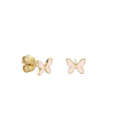 Petites boucles d'oreilles en argent sterling en forme de papillon en émail blanc avec expédition express