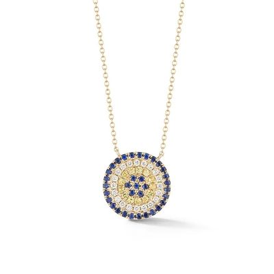 Collier bleu et blanc CZ en forme de cercle en argent sterling 925