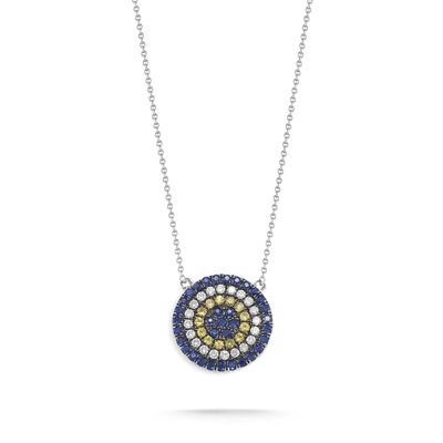 Collier bleu et blanc CZ en forme de cercle en argent sterling 925