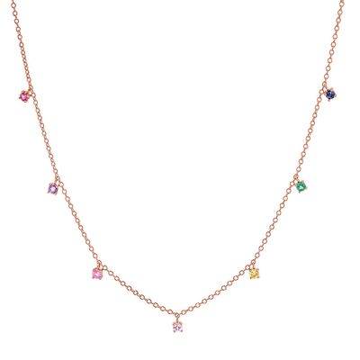 Collier pour enfants en argent 925 avec une pierre précieuse arc-en-ciel ludique Zircon pour étinceler