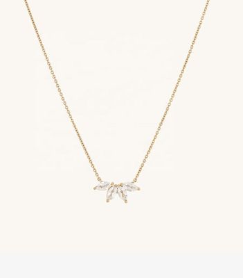 Collier plaqué en argent 925 14K 18 " Marquise Topaz Pendentif Et Blanc CZ Diamants