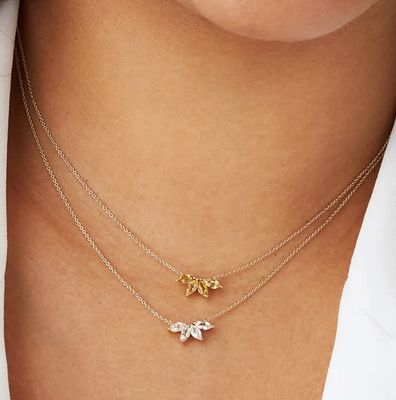Collier plaqué en argent 925 14K 18 " Marquise Topaz Pendentif Et Blanc CZ Diamants