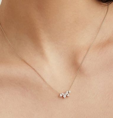 Collier plaqué en argent 925 14K 18 " Marquise Topaz Pendentif Et Blanc CZ Diamants