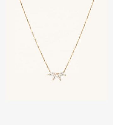 Collier plaqué en argent 925 14K 18 " Marquise Topaz Pendentif Et Blanc CZ Diamants