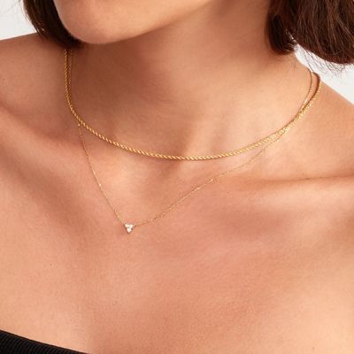 Pendant en or de 18 carats en zircon, en argent, en trio, en diamant, en cube, en collier en zircon.