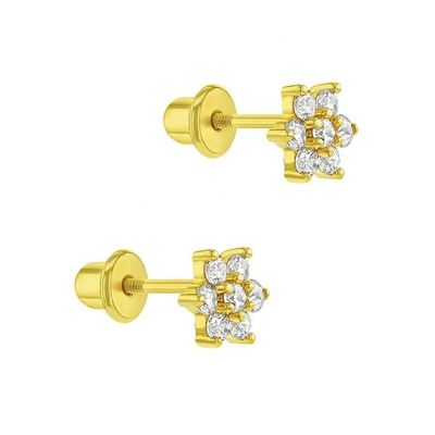 Boucles d'oreilles en or de 5 mm de 18 carats, parfait cadeau pour les enfants en argent sterling 925.