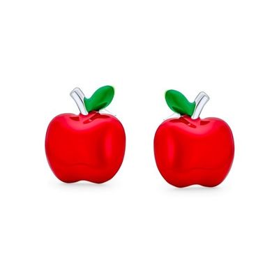 De délicieuses boucles d'oreilles en rouge et vert en émail pour les petites filles en argent sterling 925