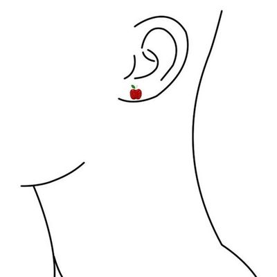 De délicieuses boucles d'oreilles en rouge et vert en émail pour les petites filles en argent sterling 925