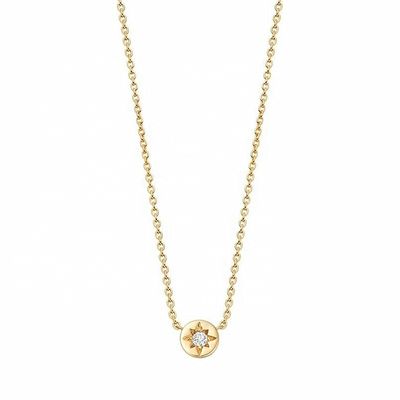 Collier en or plaqué 925 Sterling Silver Starburst Diamond Disc Pendant Collier pour le port quotidien