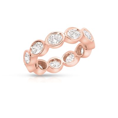 925 Sterling Silver 14K Gold Bezel Oval Eternity Ring for Women Engagement Occasion