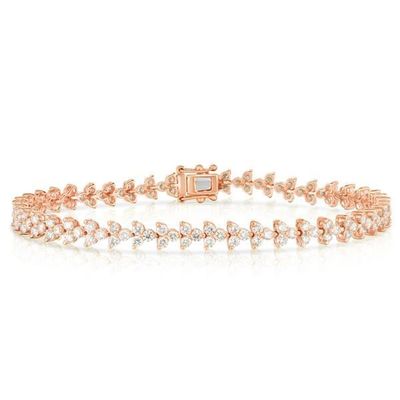 Designer 18K Or 925 Sterling Argent Fleur Charme Femmes Bracelet de tennis avec ZIRCON