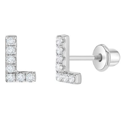 Boucles d'oreilles à lettres CZ blanches