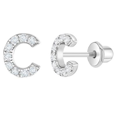 Boucles d'oreilles à lettres CZ blanches