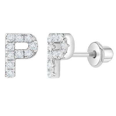Boucles d'oreilles à lettres CZ blanches